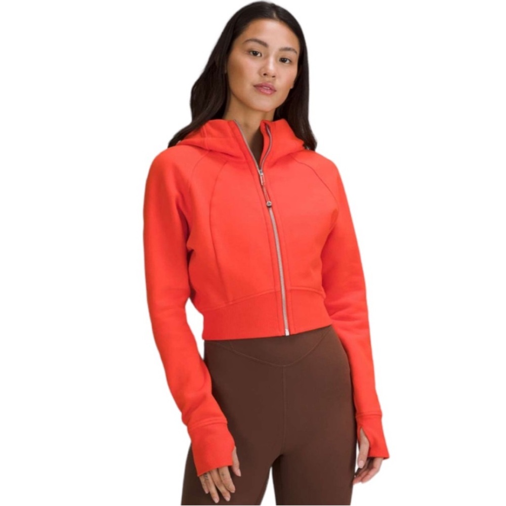NWOT LULULEMON Scuba Full Zip Cropped Solar Orange Hoodie Jacket Size 10